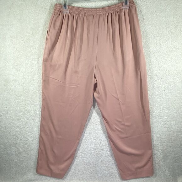 Alfred Dunner Pants Womens Sz 16 Salmon Elastic Waist Loose Fit Grannycore - Picture 2 of 9